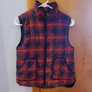 Blue and red plaid vest